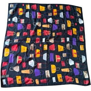 Colorful Vintage Echo 100% Silk Handbag Print Scarf